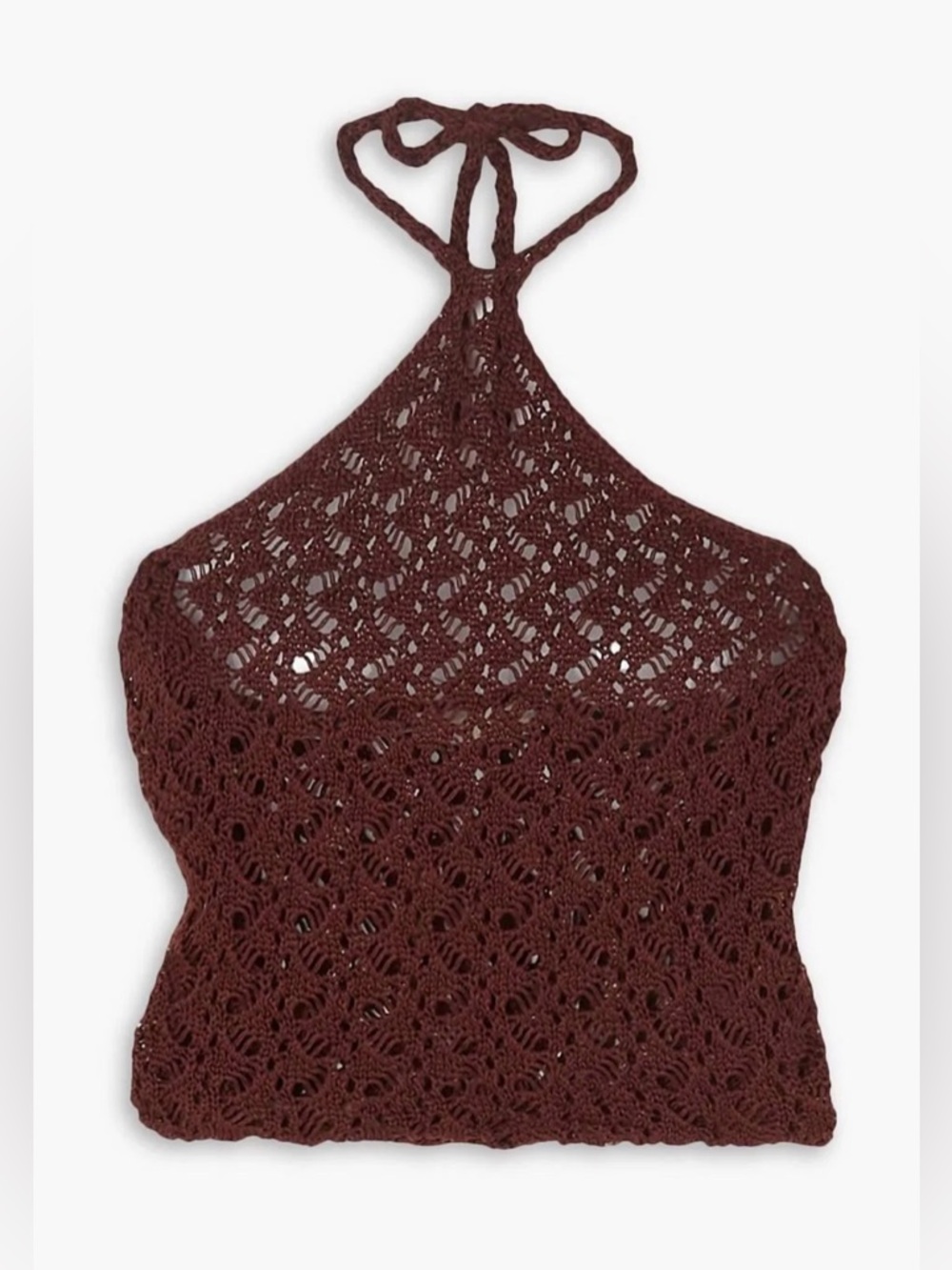 NWT SAVANNAH MORROW Kirra crocheted Pima cotton halterneck top, Size L